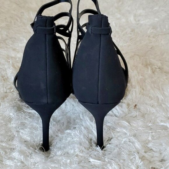 Breckelle's Spiked High Heels Black Size 10 Cut Out Ankle Buckle Prom Cocktail - Picture 7 of 16